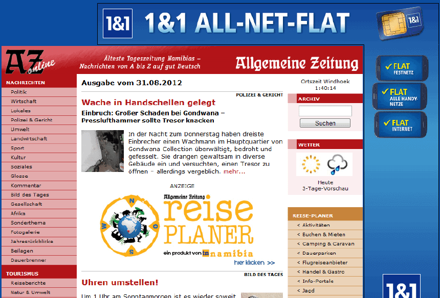 Latest Local and World News in Namibia - The Allgemeine Zeitung