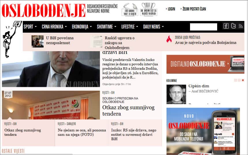 Latest World and Local News in Bosnia - Newspaper Oslobođenje